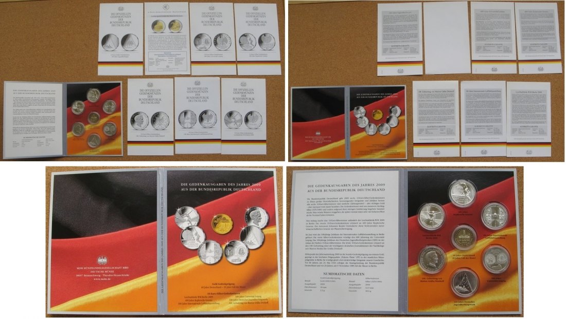  2009-Germany-coin issues-UNC-coins book-Certificates of authenticty   