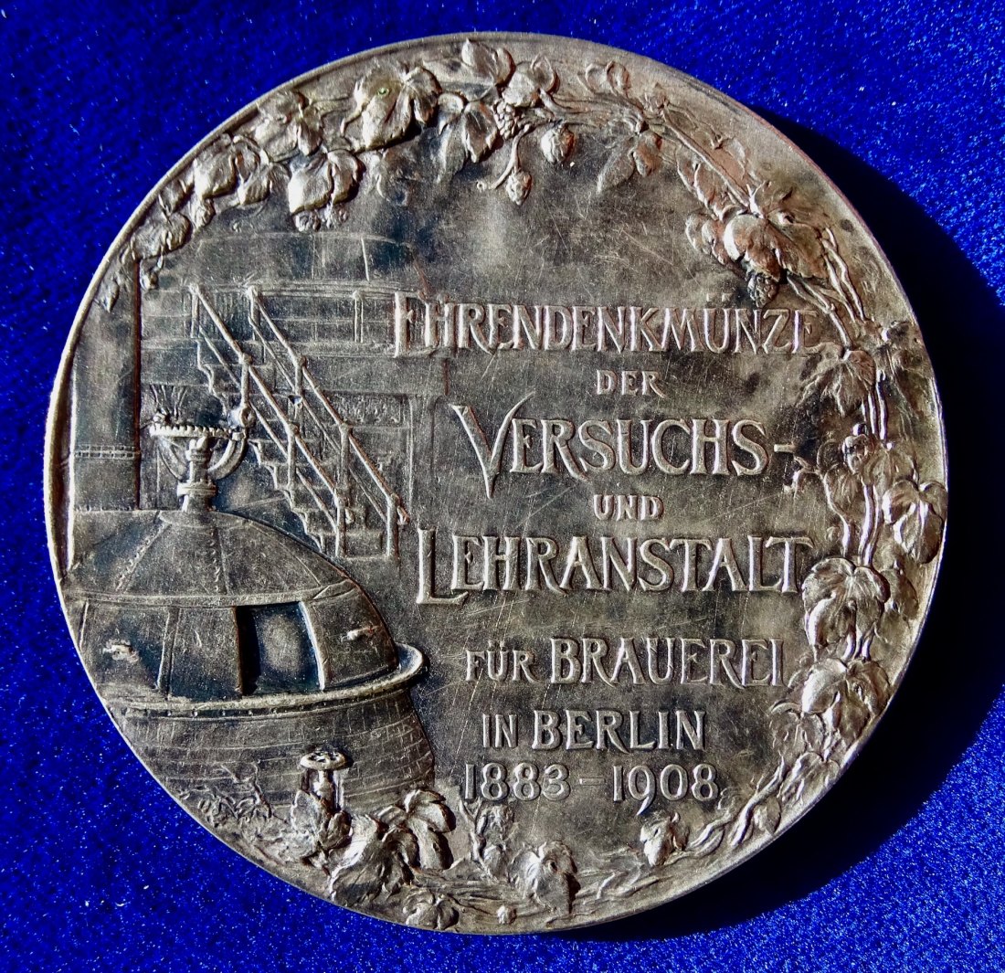  Jugendstil Medaille 1908 von Felderhoff zur 25 Jahrfeier des Brauerei- Instituts der TU Berlin   