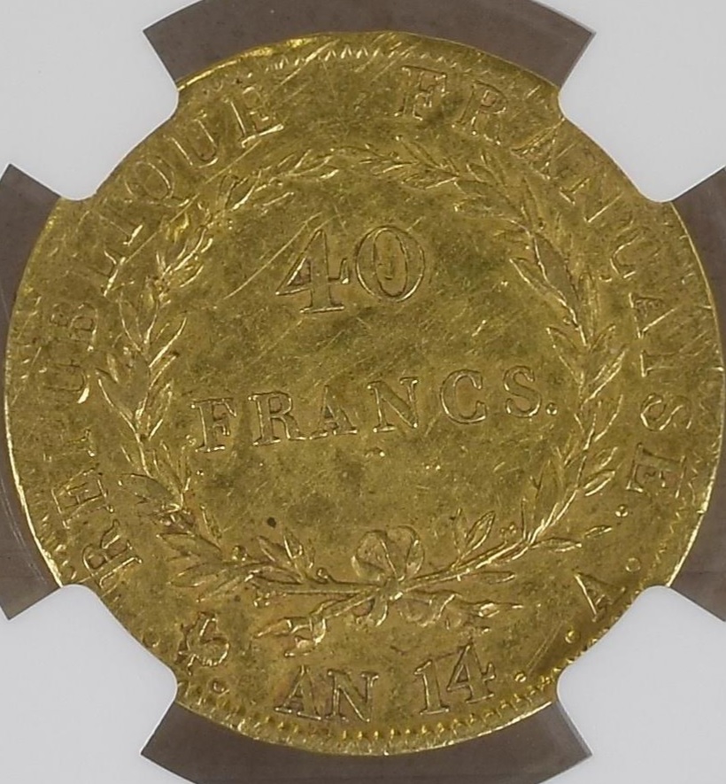 Frankreich 40 Francs AN14 (1805) | NGC AU55 | Napoleon Bonaparte   