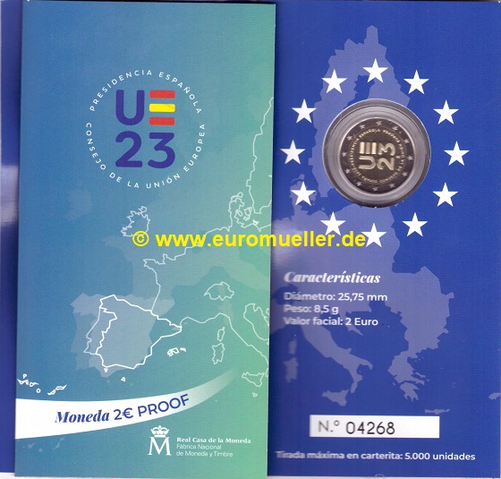 Spanien 2 Euro Gedenkmünze 2023...EU-Vorsitz...PP   