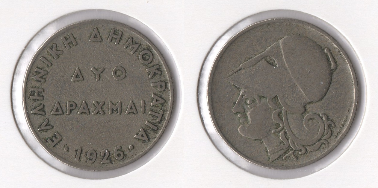  Griechenland 2 Drachmai 1926 K-N (Griechische Republik 1924-1935) ss-vz   