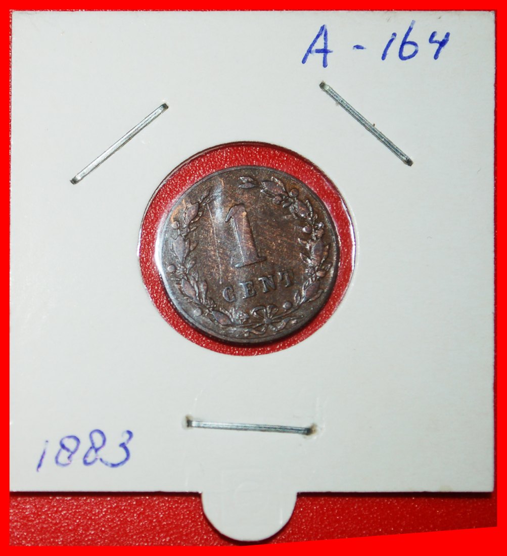  * 2 SOLD~RAMPANT LION (1877-1900): NETHERLANDS★1 CENT 1883! WILLIAM III (1849-★LOW START★NO RESERVE!   