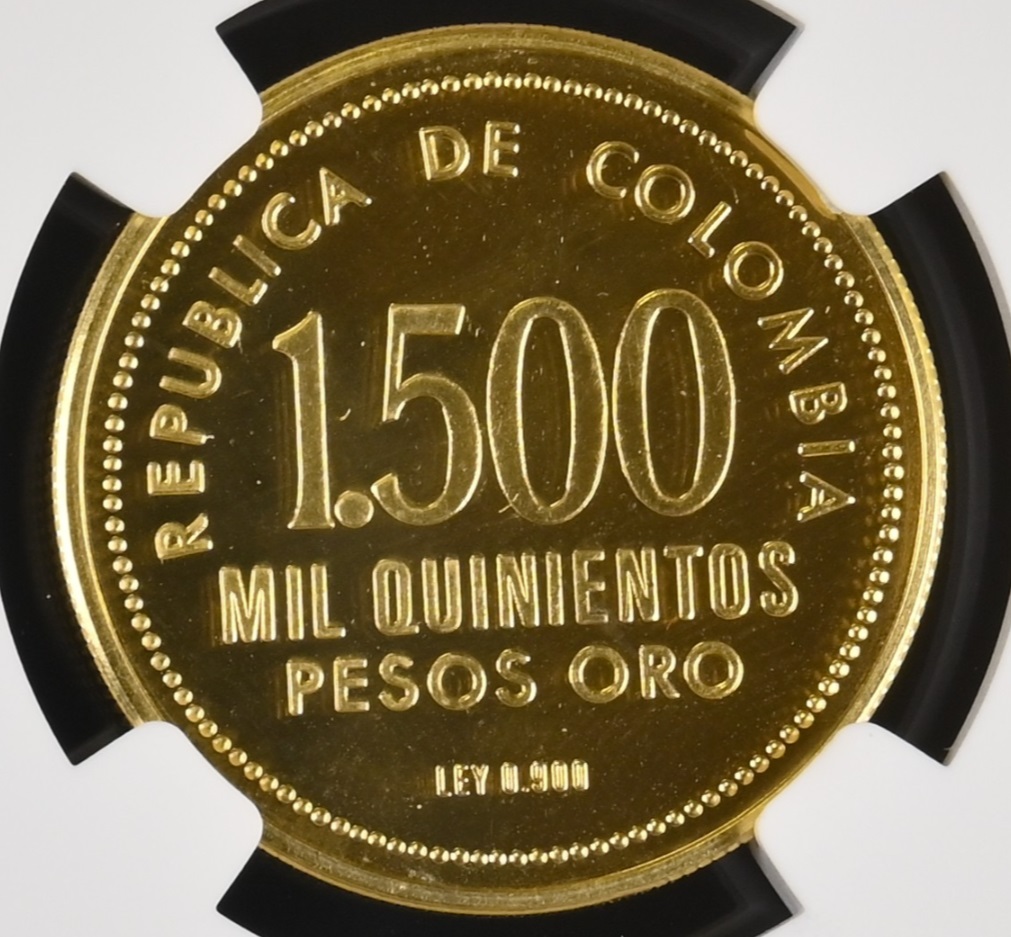  Kolumbien 1.500 Pesos 1973 | NGC PF63 | 50 Jahre Goldmuseum Bogota   