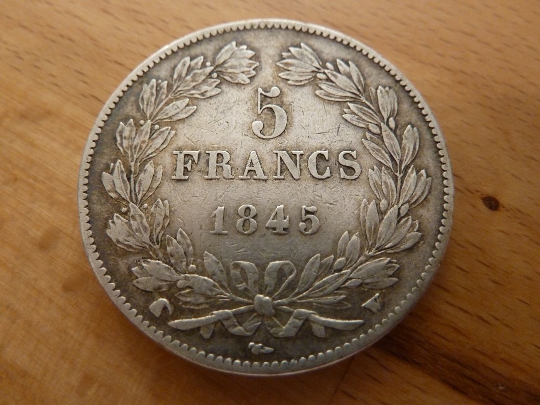  Frankreich 5 Francs 1845 W (S) Louis Philippe I. (1830-1848) ROI DES Francais   