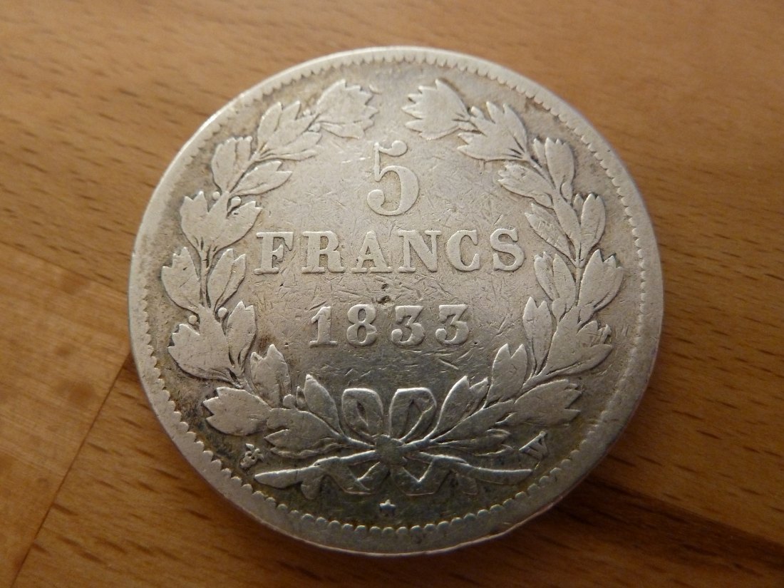  Frankreich 5 Francs 1833 W (S) Louis Philippe I. (1830-1848) ROI DES Francais   