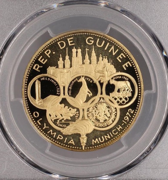  Guinea 5.000 Francs 1969 | PCGS PR69 DEEP CAMEO | XX Olympiade München 1972 V1   
