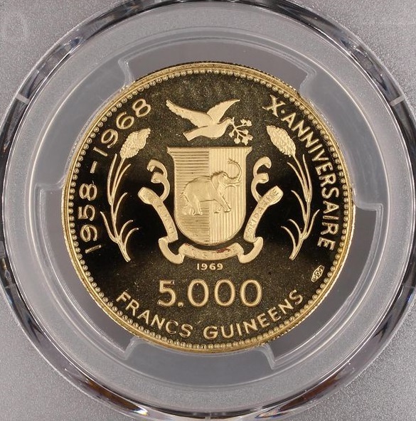  Guinea 5.000 Francs 1969 | PCGS PR69 DEEP CAMEO | XX Olympiade München 1972 V1   