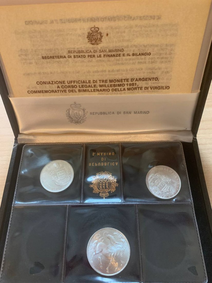  San Marino 1981 Coin set BU 2000th Anniversary - Virgil’s Death (3 coins) BOX   