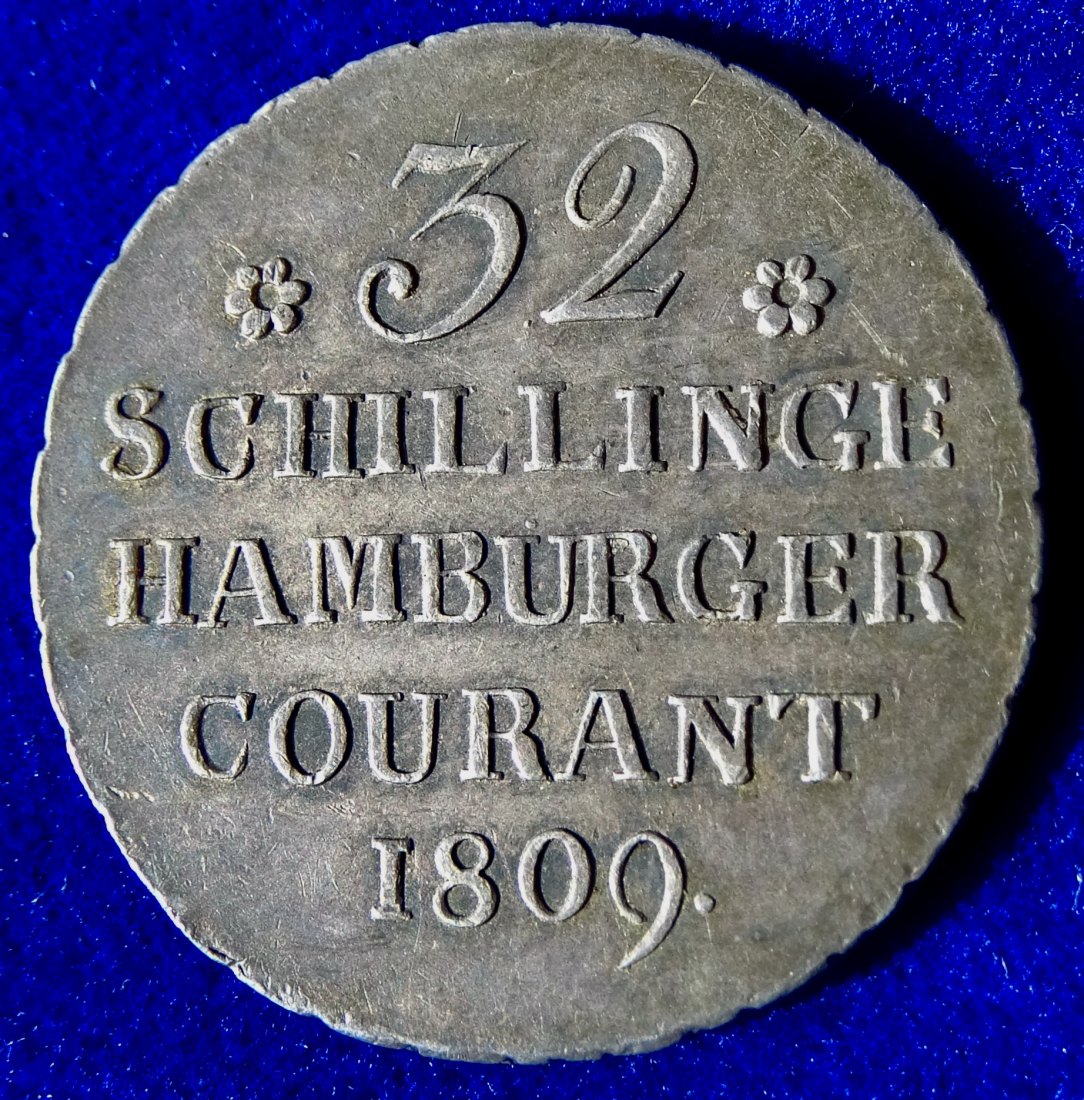  Hamburg 32 Schillinge 1809 H.S.K. unter französischer Besatzung   