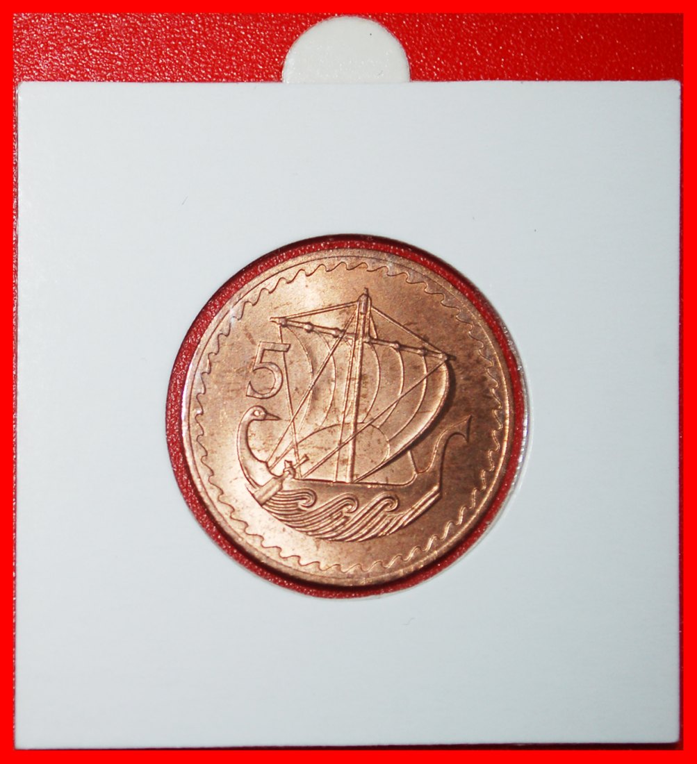 * SHIP (1963-1980): CYPRUS ★ 5 MILS 1963 UNC MINT LUSTRE! IN HOLDER! LOW START ★ NO RESERVE!