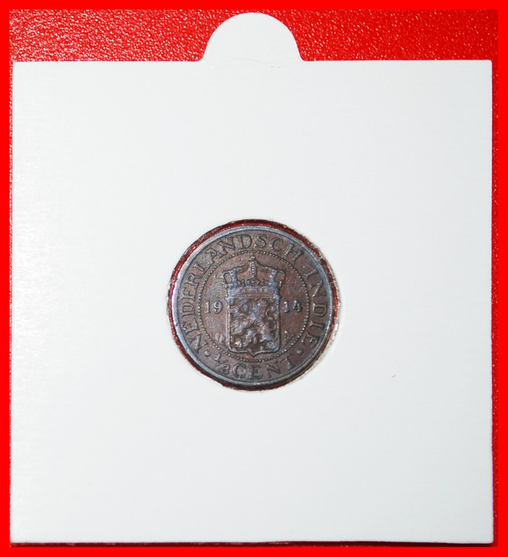 * TYP 1914-1945:NIEDERLÄNDISCH-INDIEN★1/2 CENT 1914! WILHELMINA (1890-1948)! PACKUNG★OHNE VORBEHALT!