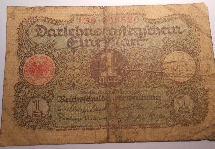 Banknote(2) Weimarer Republik 1 Mark, Darlehenskassenschein, März 1920 Ro 64 /DEU-189