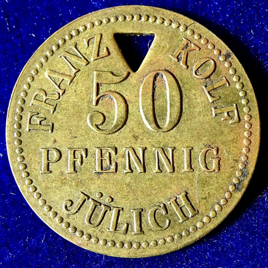  Notgeld Bronze Marke Kaufhaus Franz Kolf Jülich 50 Pfennig o.J. Token   
