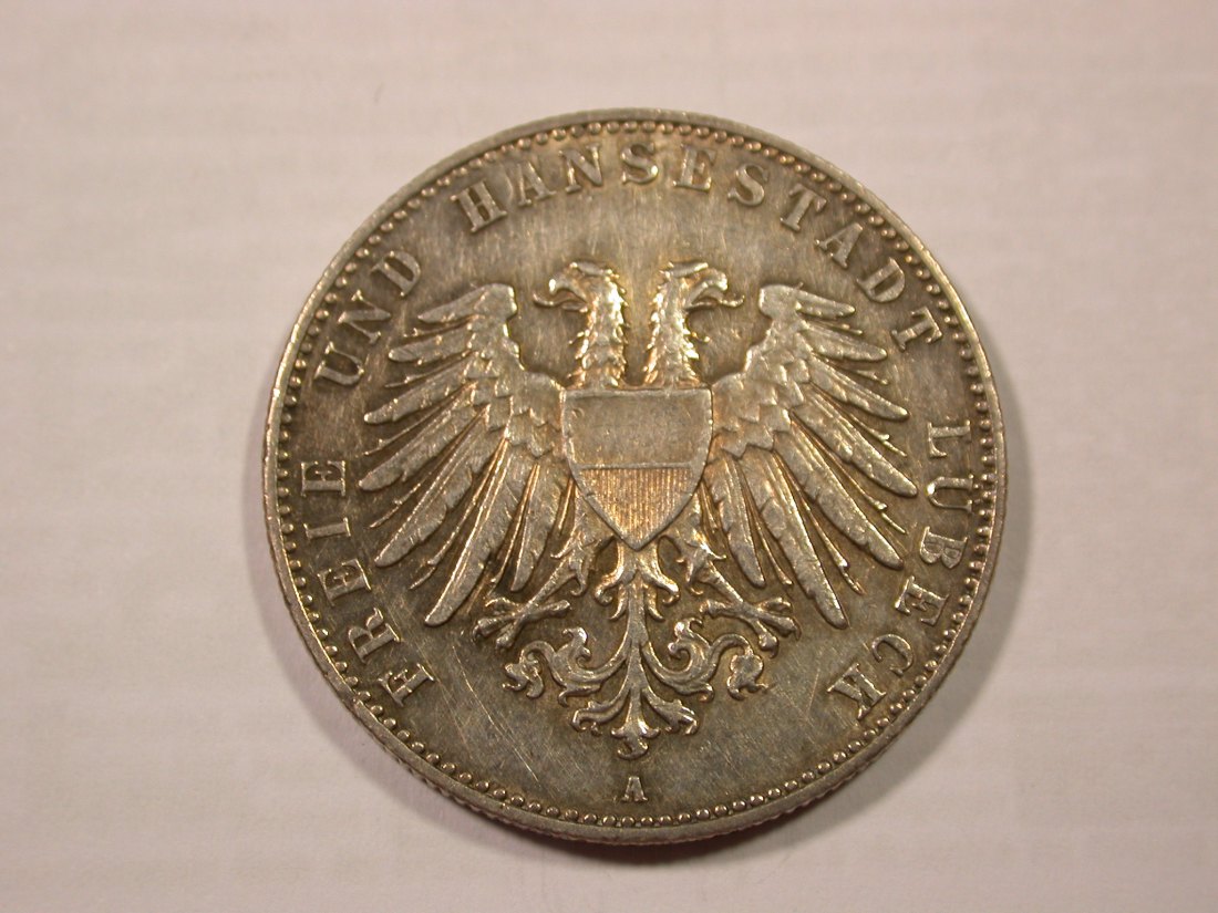 H18 KR 2 Mark Lübeck 1901 in ss-vz/vz Silber Originalbilder