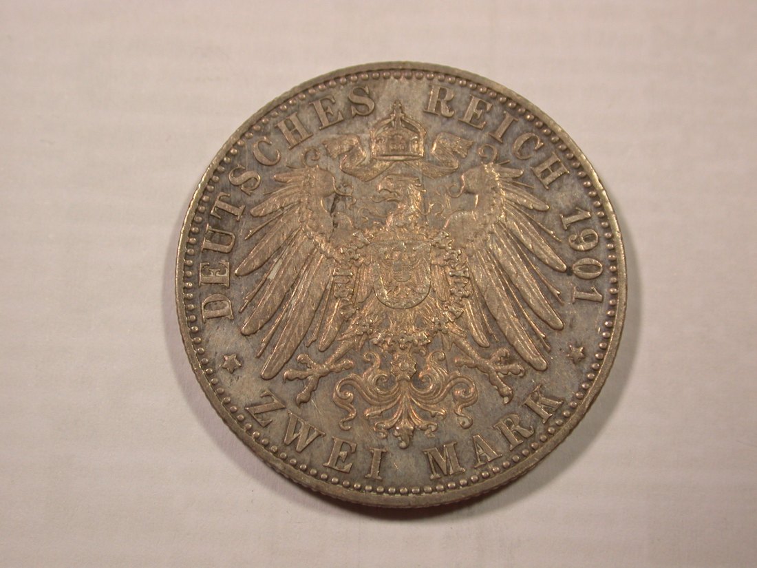  H18 KR  2 Mark Lübeck 1901 in ss-vz/vz Silber  Originalbilder   