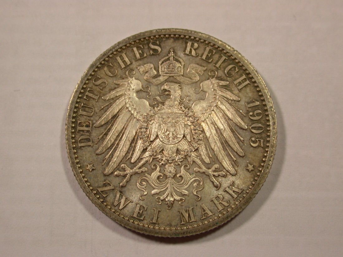  H18 KR  2 Mark Schwarzburg-Sonderhausen 1905 in vz-st Silber  Originalbilder   