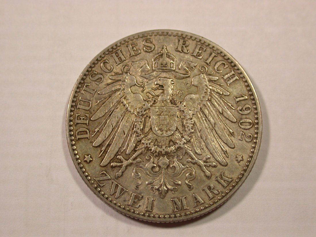  H18 KR  2 Mark Sachsen-Meiningen 1902 in ss/ss+ Silber  Originalbilder   