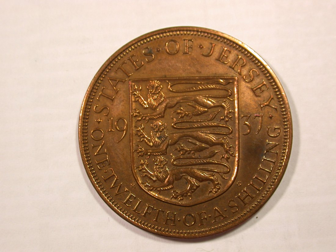 H18 Jersey 1/12 Shilling 1937 in ss/ss+ Originalbilder