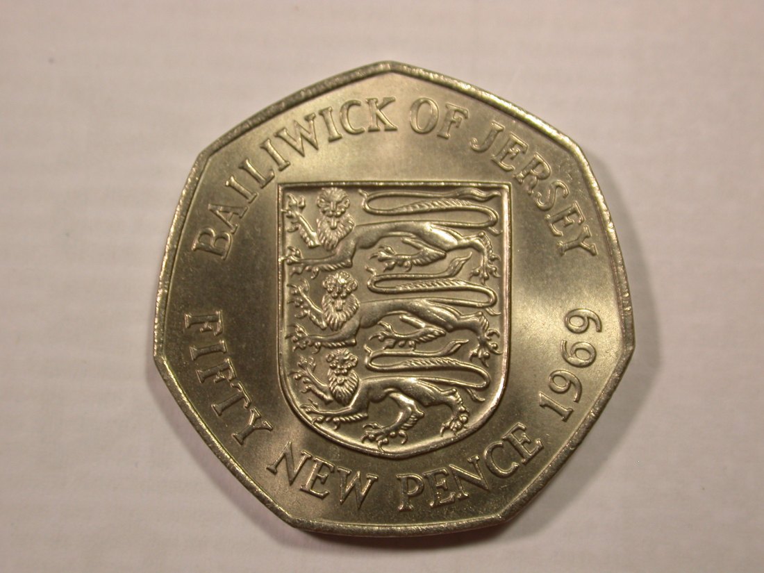 H18 Jersey 50 New Pence 1969 in vz-st/ f.st Originalbilder