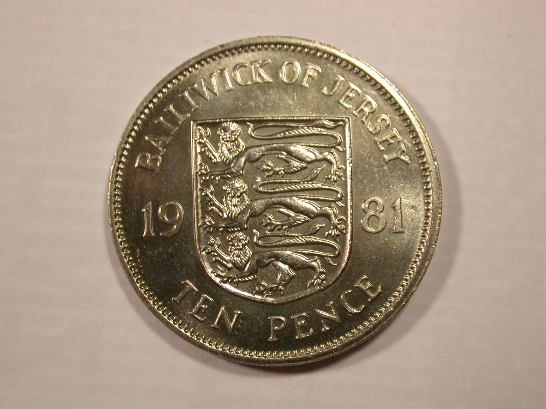 H18 Jersey 10 Pence 1981 in f.ST R Originalbilder