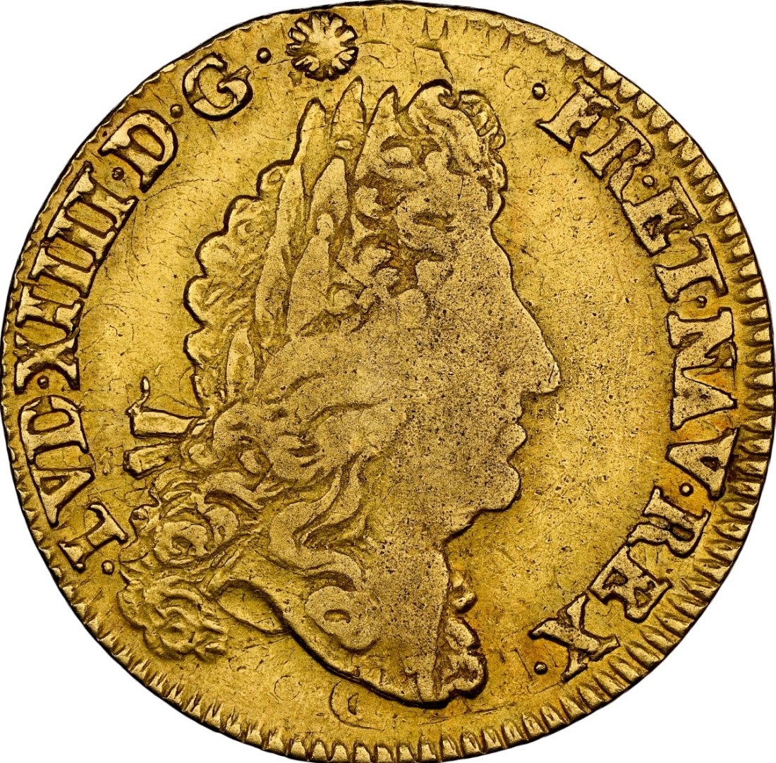  Frankreich 1 L'OR 1692 O | NGC VF30 TOP POP | Ludwig XIV   