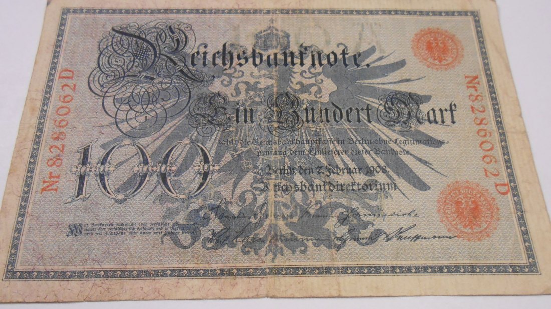 Banknote (9) Deutsches Kaiserreich 100 MARK 1908, Ro-33b / DEU-31b
