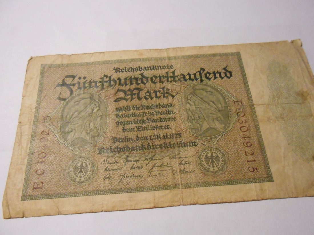  Banknote (17) Deutsches Reich, Weimarer Republik, 500.000 MARK  1923, Ro 87b / DEU-99b   