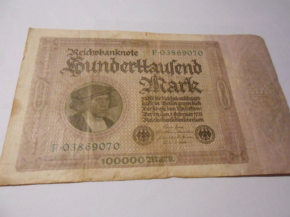  Banknote (18) Deutsches Reich, Weimarer Republik, 100.000 MARK  1923, Ro 82a / DEU-93a   