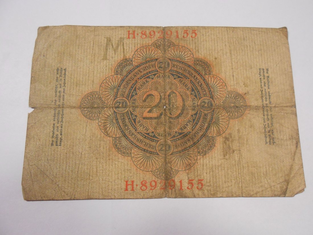  Banknote (20) Deutsches Kaiserreich, 20 Mark 1910, Ro 40-41 / DEU-37   