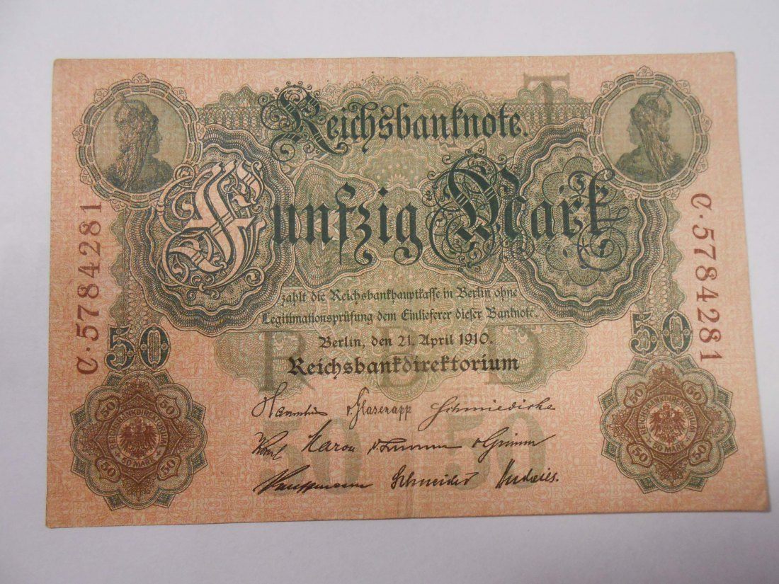  Banknote (21) Deutsches Kaiserreich, 50 Mark 1910, Ro 42 / DEU-38   