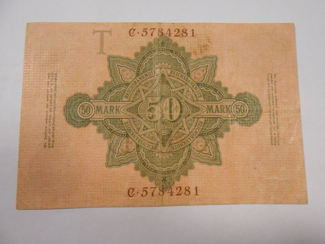  Banknote (21) Deutsches Kaiserreich, 50 Mark 1910, Ro 42 / DEU-38   
