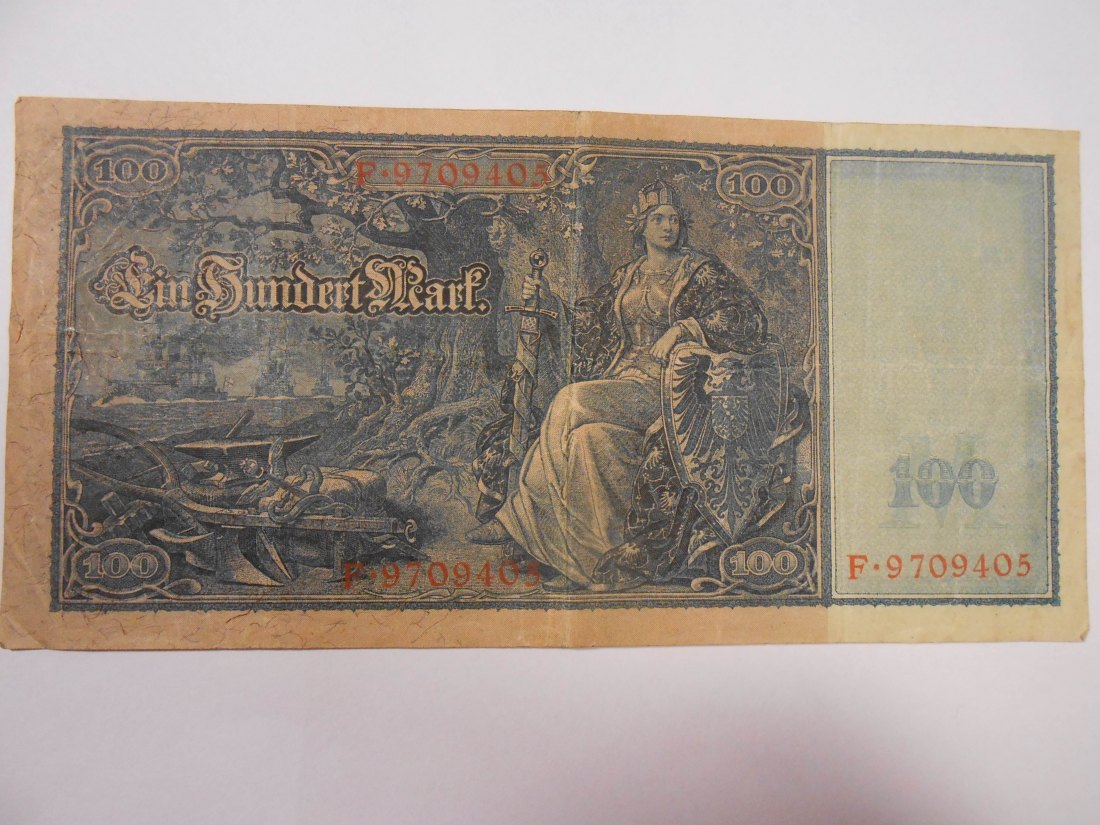  Banknote (22) Deutsches Kaiserreich, 100 Mark 1910, - Langer Hunderter - Ro 43b / DEU-39b   