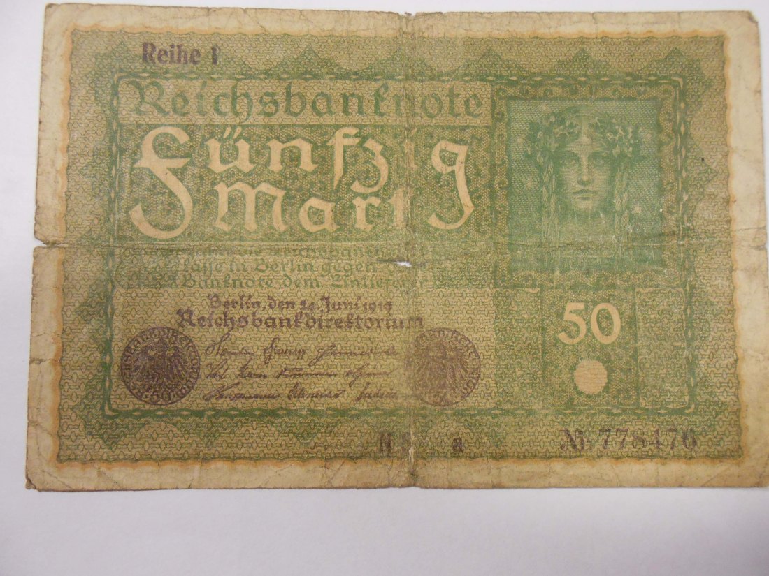  Banknote (23) Deutsches Kaiserreich, 50 Mark 1919, Ro 62 / DEU-73a   