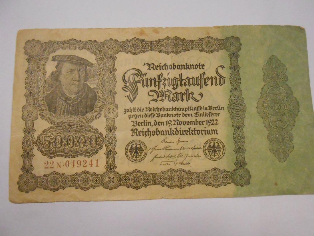  Banknote (26) Deutsches Reich, Weimarer Republik, 50.000 Mark 1922, Ro 79d / DEU-90d   