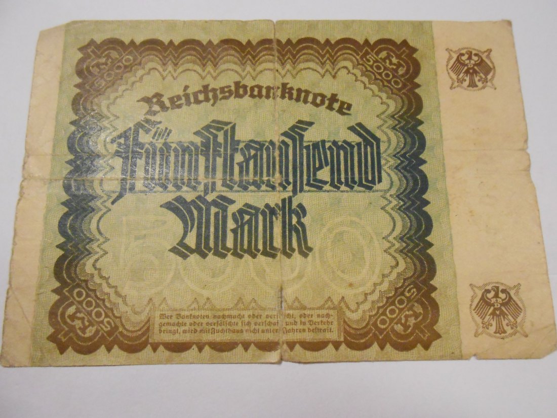  Banknote (27) Deutsches Reich, Weimarer Republik, 5.000 Mark 1922, Ro 80c / DEU-91d   