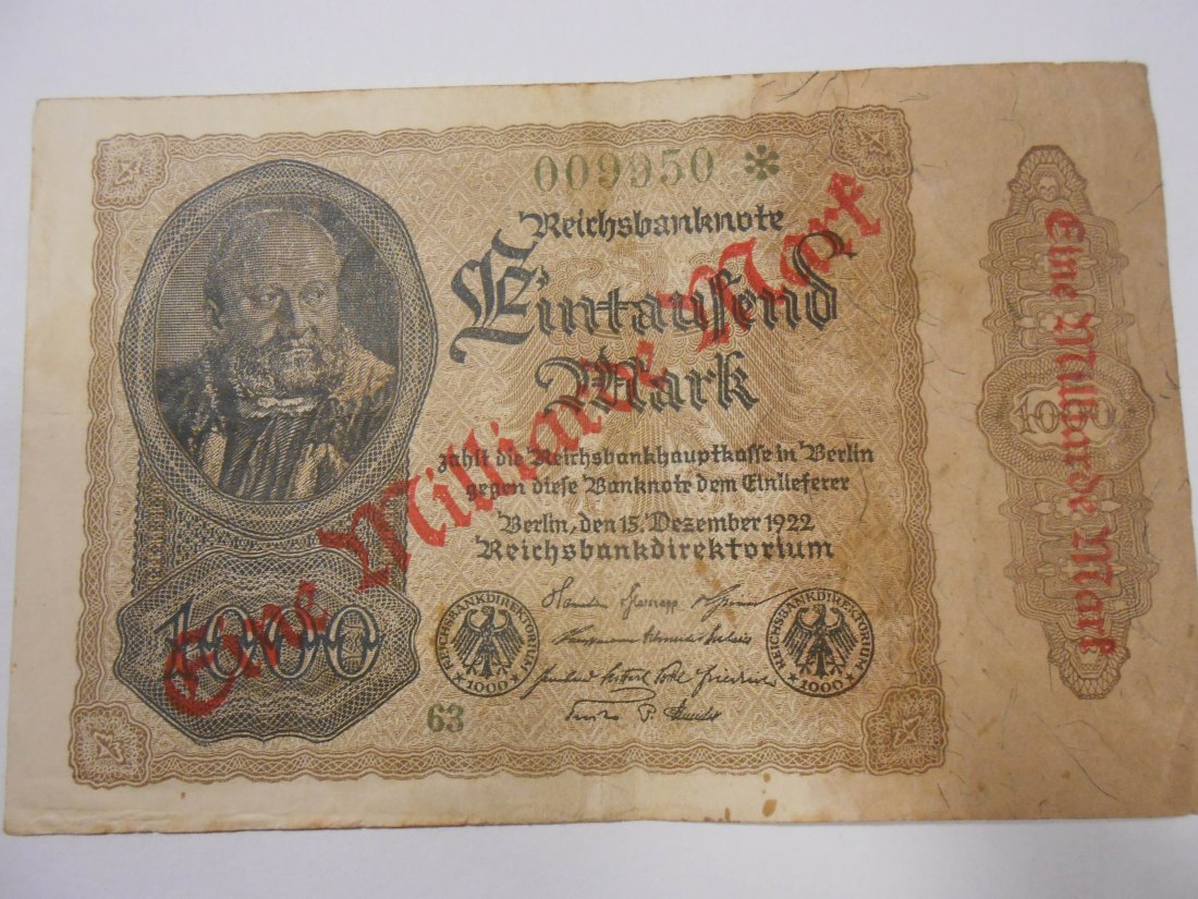  Banknote (32) Deutsches Reich, Weimarer Republik, 1 Milliarde MARK 1922, Ro 110c / DEU-126c   