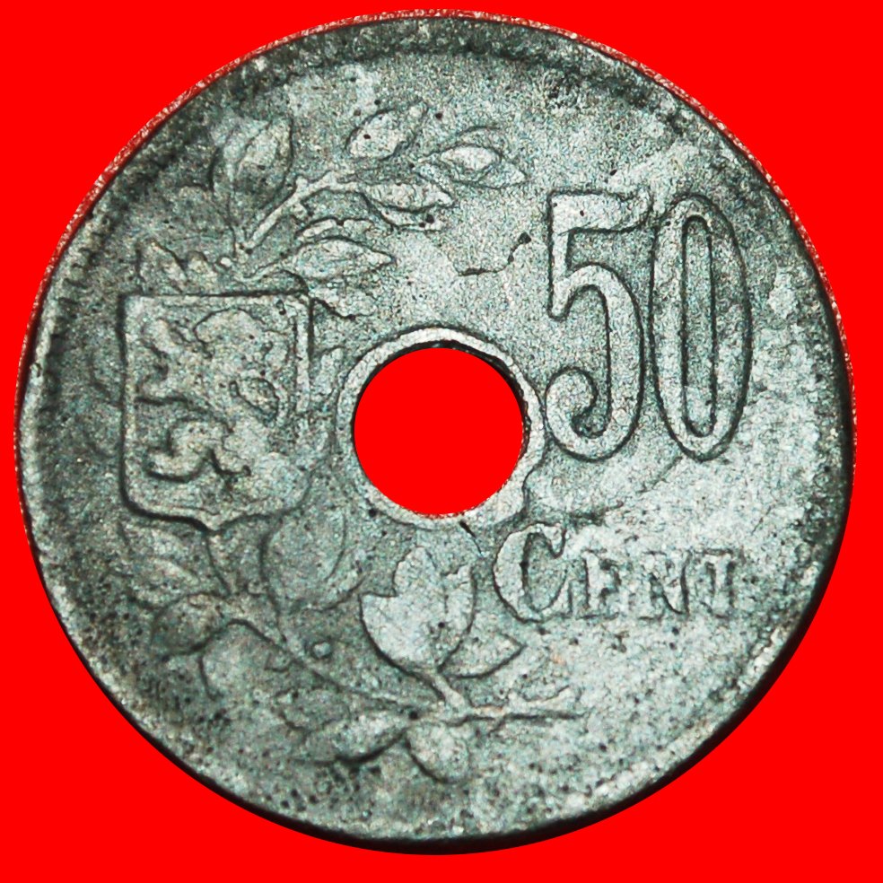  * DEUTSCHLAND: BELGIEN ★ 50 CENTIMES 1918 UNGEWÖHNLICH! Albert I. (1909-1934)  OHNE VORBEHALT!   