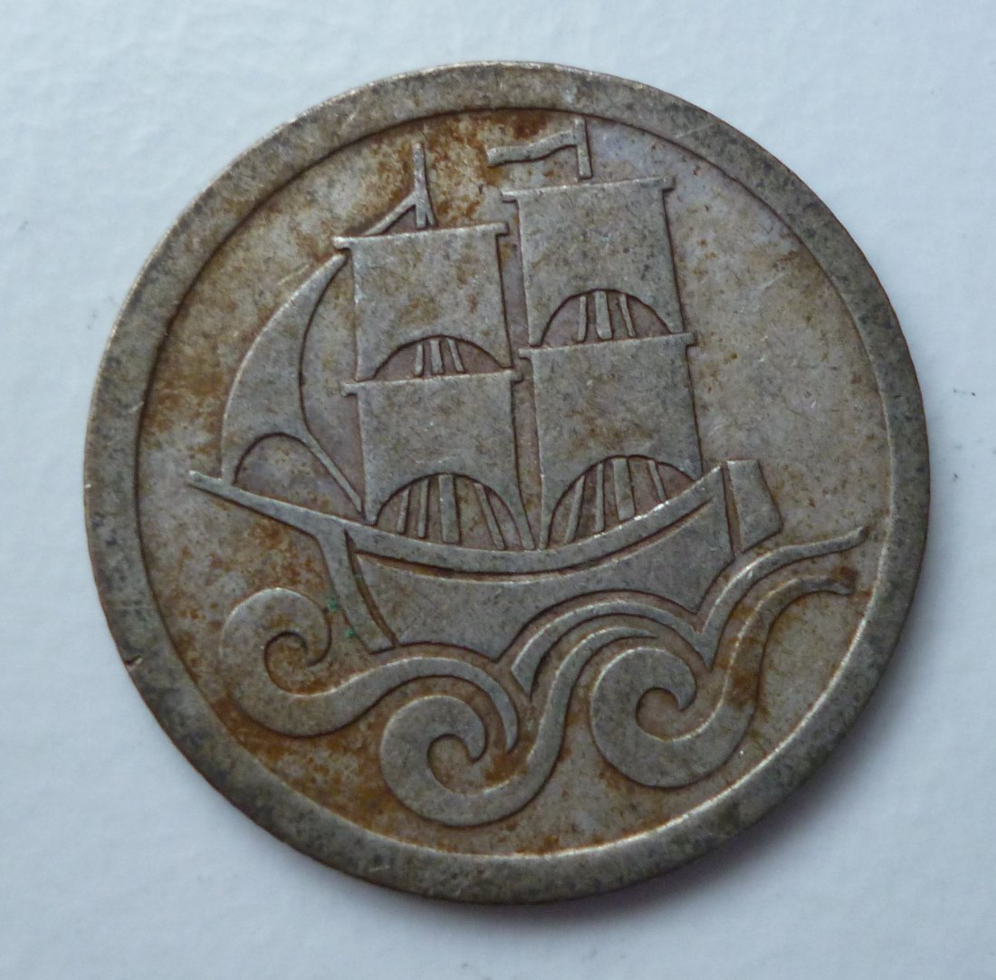  Danzig 1/2 Gulden 1923 Segelschiff Kogge   