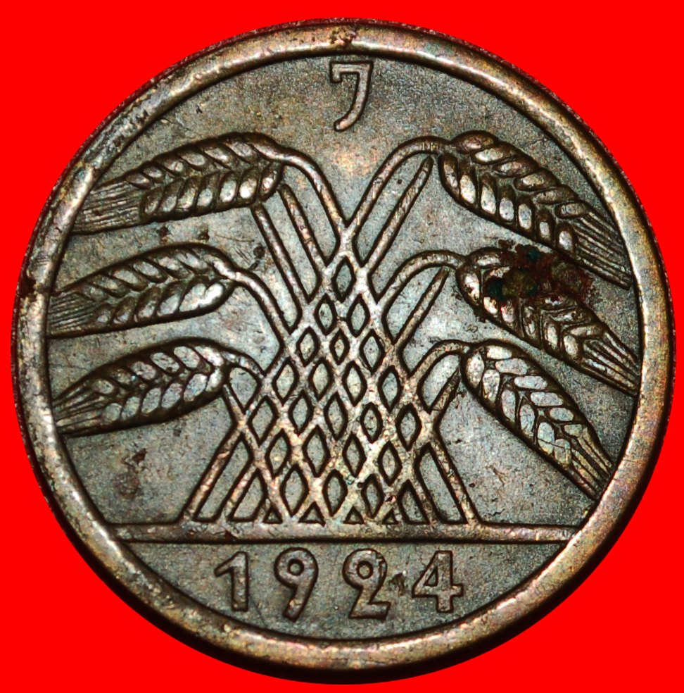  * PYRAMIDE von WEIZEN (1923-1925): DEUTSCHLAND★50 PFENNIG 1924J HAMBURG UNGEWÖHNLICH★OHNE VORBEHALT!   