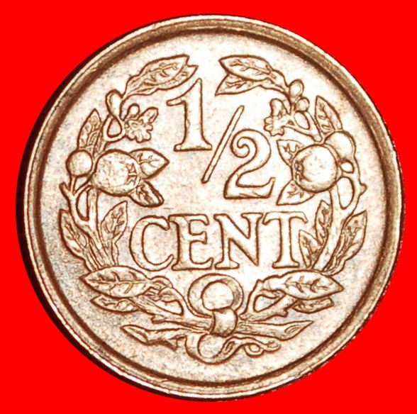  * WUCHERND LÖWE (1909-1940): NIEDERLANDE ~ 1/2 CENT 1938! WILHELMINA (1890-1948)!★OHNE VORBEHALT!   