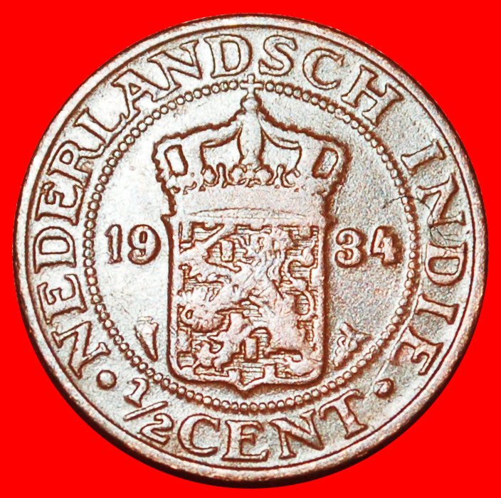  * TYPE 1914-1945: NETHERLANDS EAST INDIES ★ 1/2 CENT 1934 DIES 1+A!★LOW START★ NO RESERVE!   