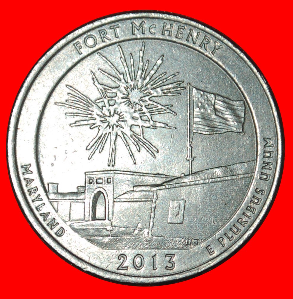  * FORT McHENRY: USA ★1/4 DOLLAR 2013P! WASHINGTON (1789-1797)!★OHNE VORBEHALT!   