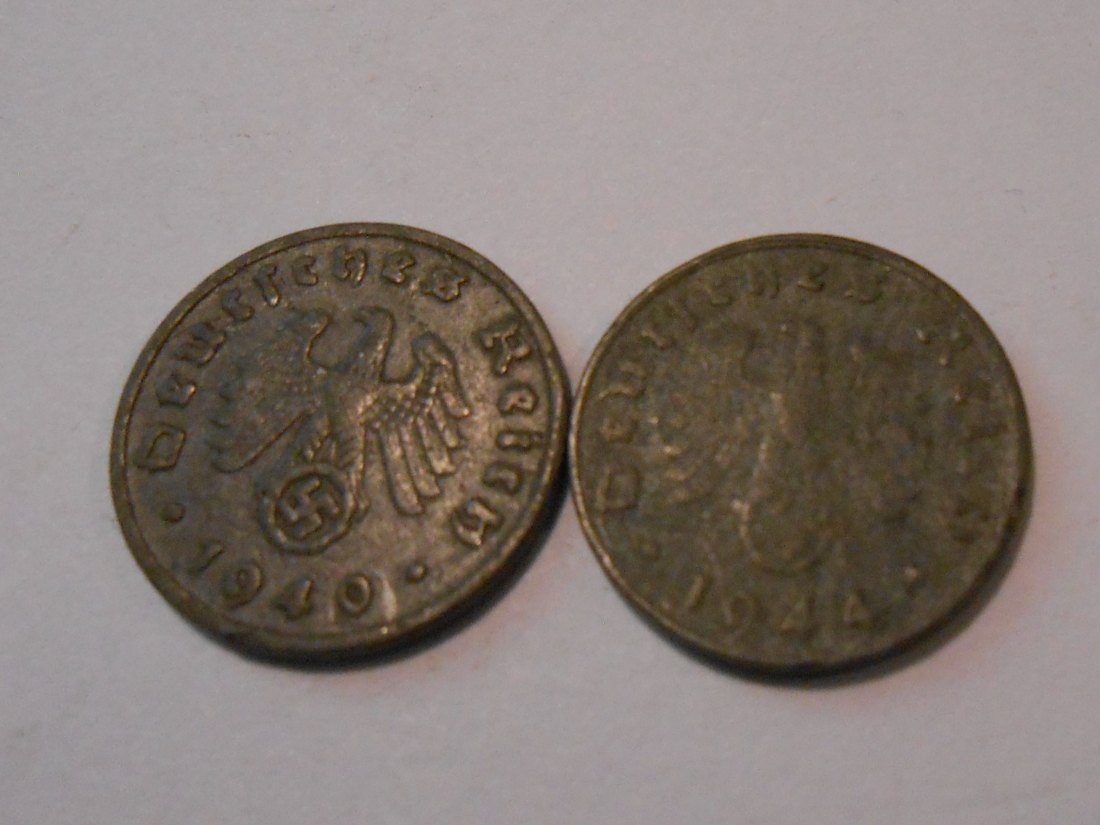  M.502 Drittes Reich, 2er Lot, 1 Reichspfennig mit HK (Jäger 369), 1940E 1944G   