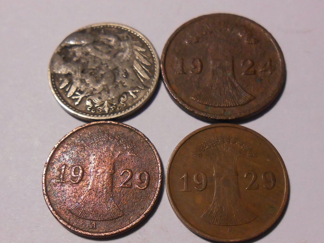  M.188 Kaiserreich + WeimarerRep.,5 Pf.1908G /2 Rentpf.1924F /1 Reichspf.1929A + 1929A   