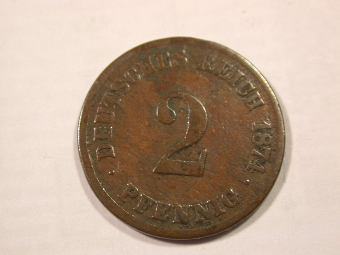  H19  KR  2 Pfennig 1874 H in f.s  Originalbilder   