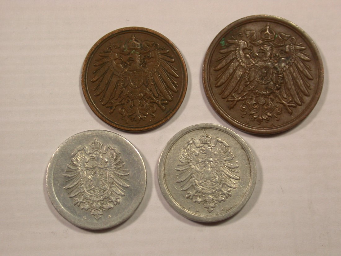  H19  KR 4 Münzen 1906 - 1917  Originalbilder   