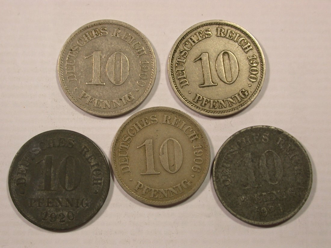  H19  KR 5 x 10 Pfennig 1900-1921  Originalbilder   