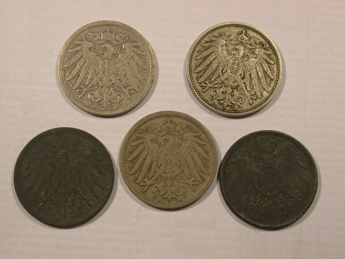  H19  KR 5 x 10 Pfennig 1900-1921  Originalbilder   