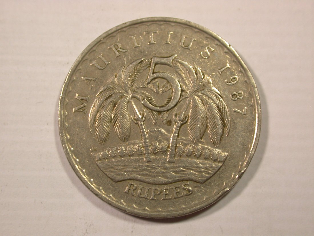 H19 Mauritius 5 Rupees 1987 in ss Originalbilder