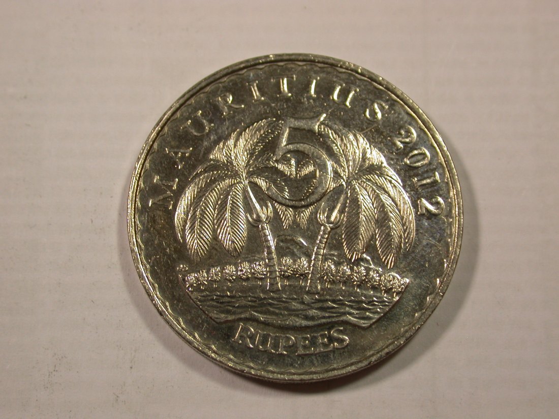 H19 Mauritius 5 Rupees 2012 in vz-st Originalbilder